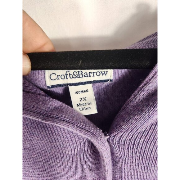 NWOT Womens Lavender Cardigan Sweater Cotton Preppy Romantic Careercore 2X - Picture 2 of 4